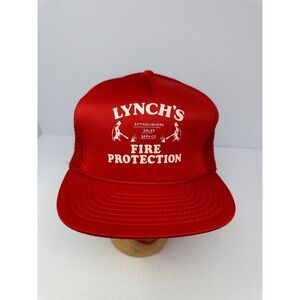 Vintage San Sun Snapback Cap Mesh Hat Red Lynch's Fire Protection J8